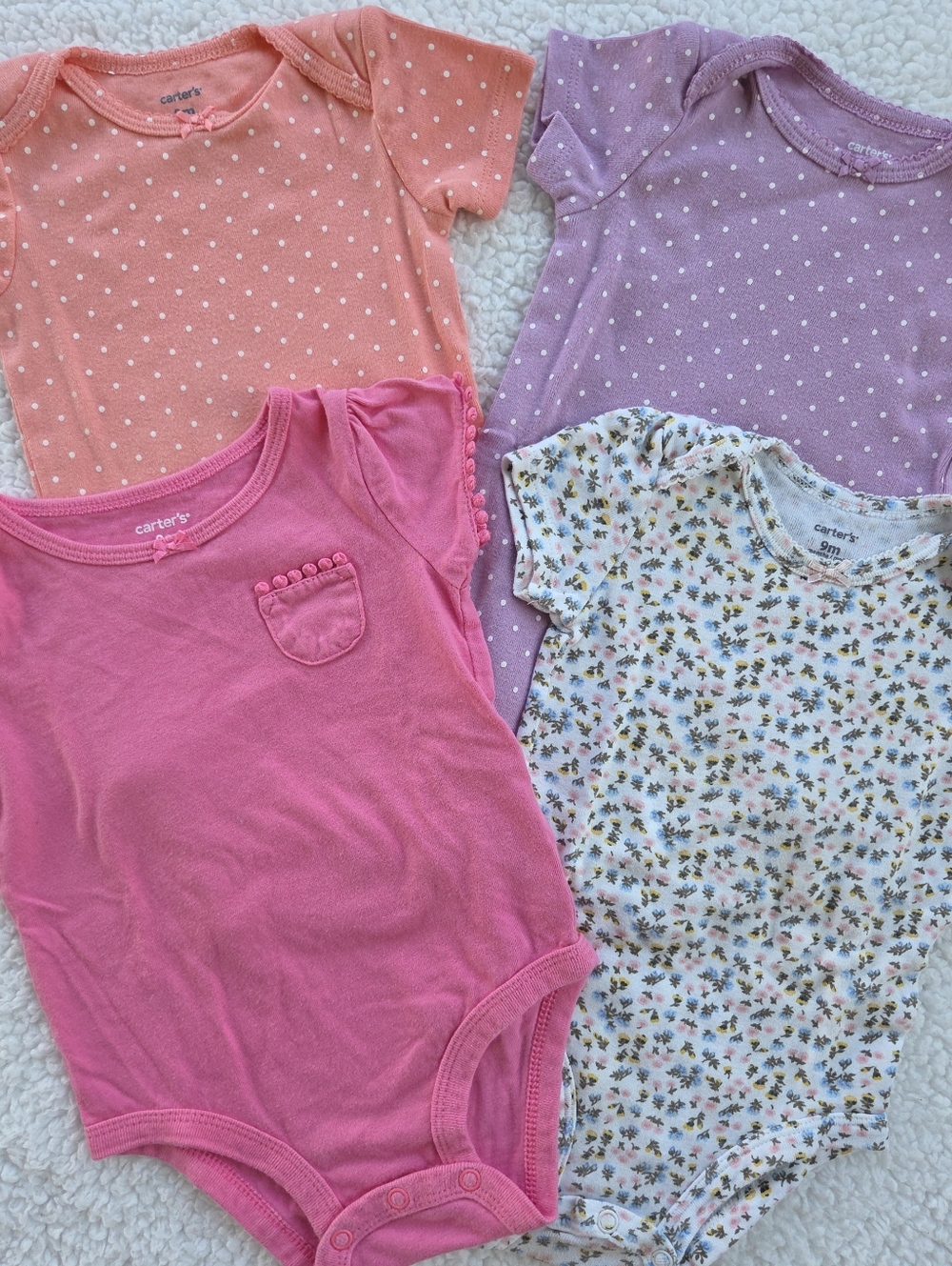 Four 9m Carters Short Sleeve Bodysuit Lot Bundle